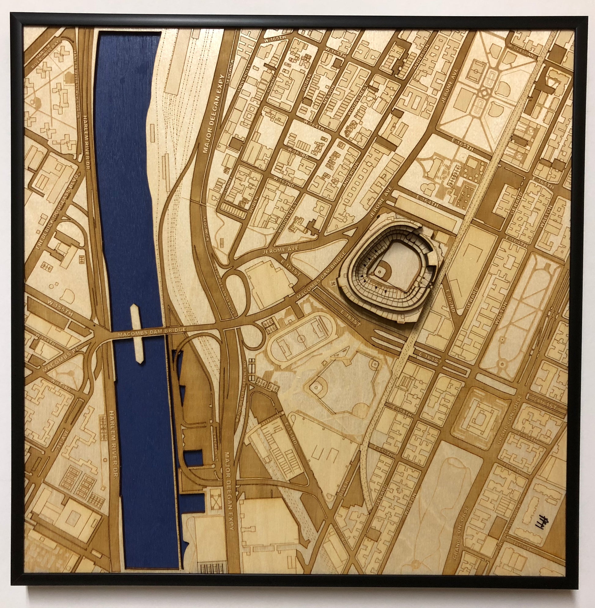 Bronx, New York Wall Art City Map (Yankee Stadium)