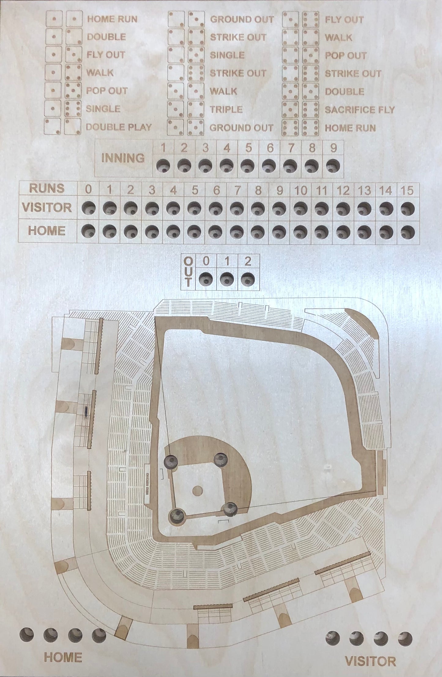 Chicago, Illinois Dice Game Art (Wrigley Field)