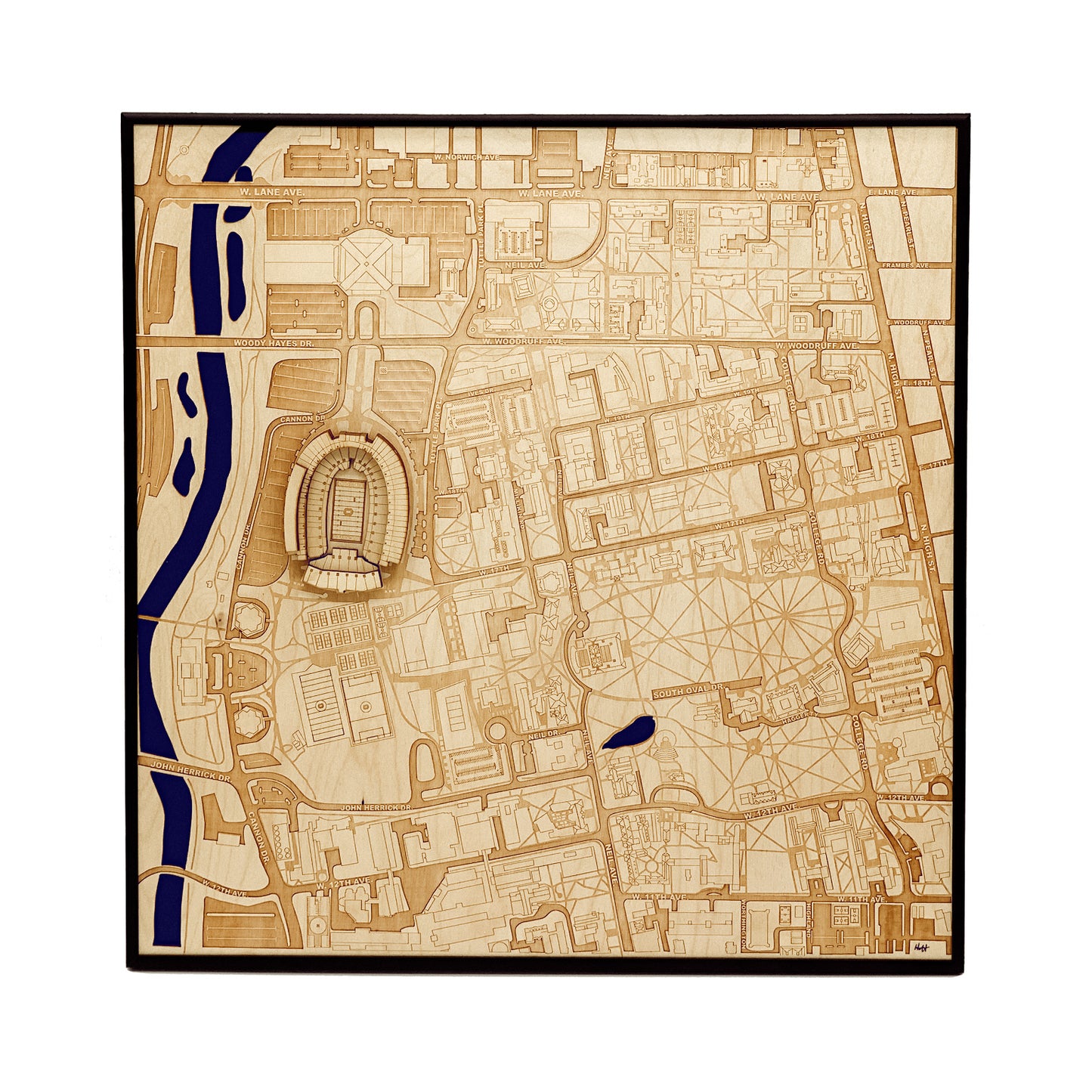 Columbus, Ohio Wall Art City Map (Ohio Stadium)