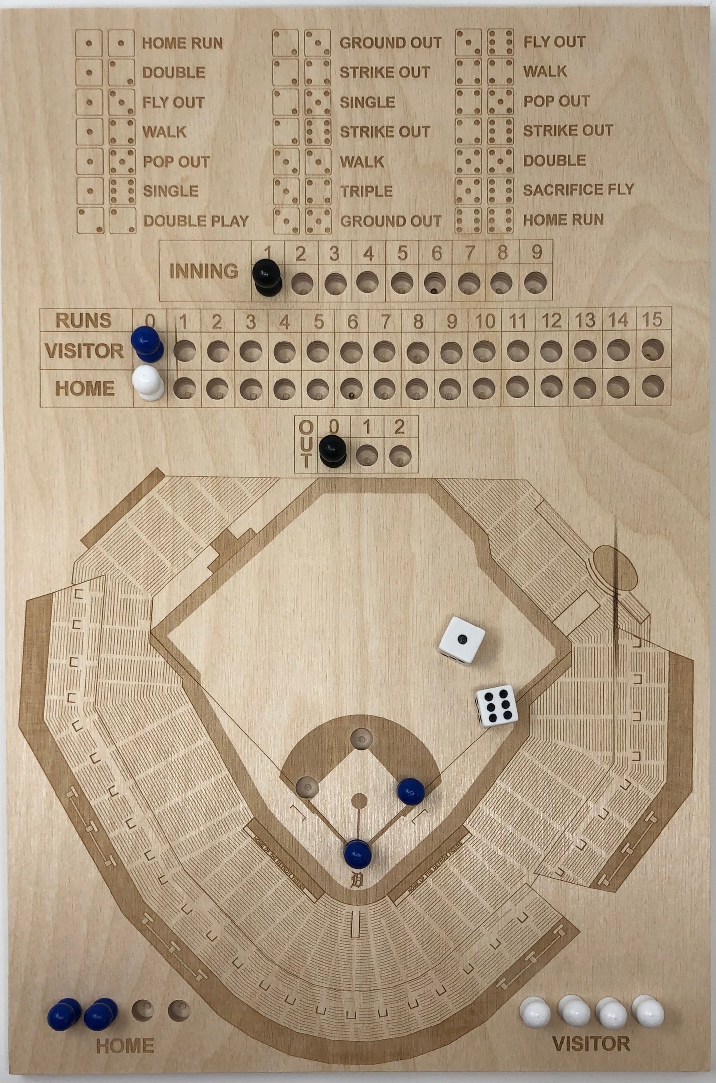 Detroit, Michigan Dice Game Art (Comerica Park)