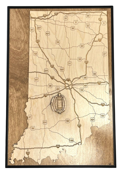 Bloomington, Indiana Wall Art State Map (Memorial Stadium)