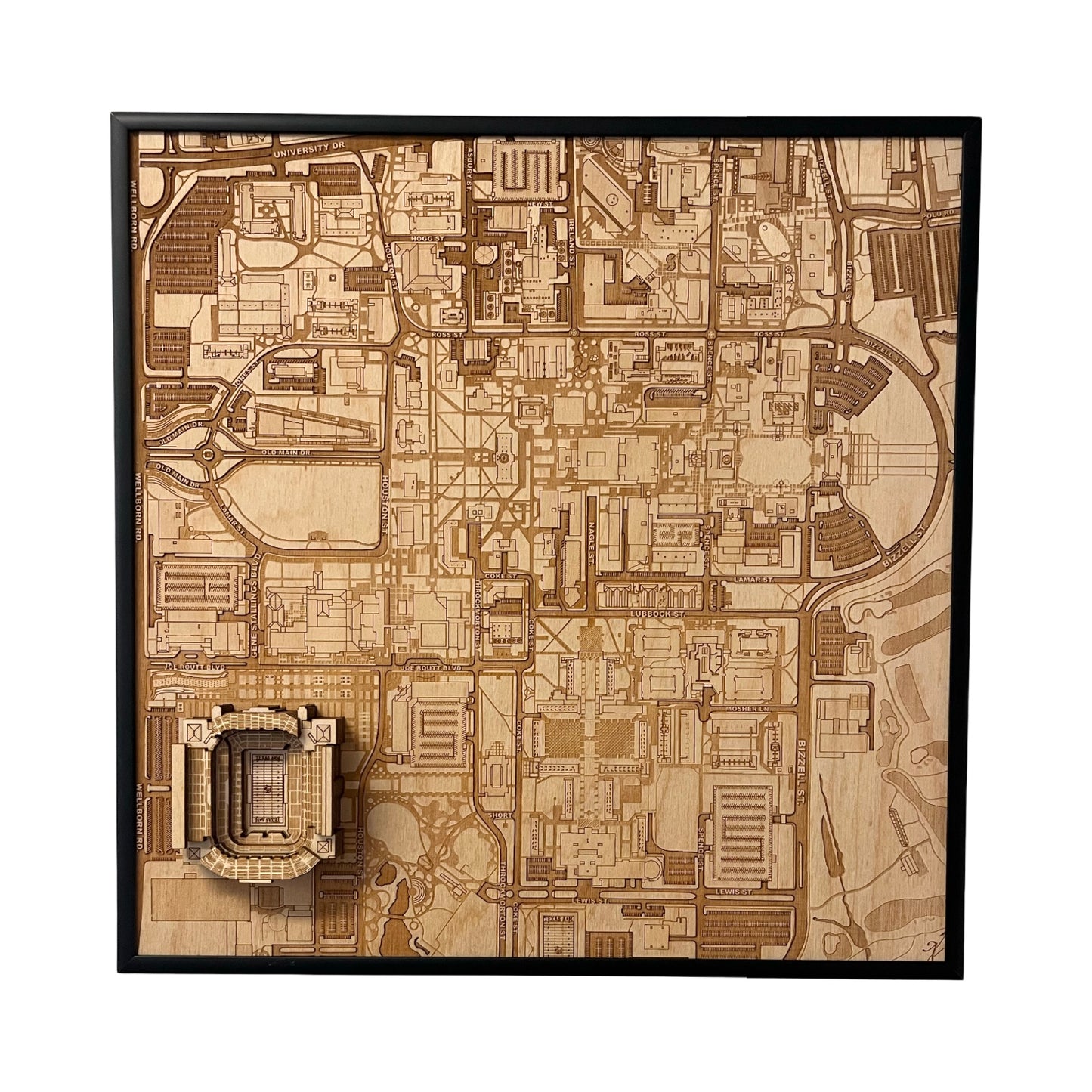 College Station, Texas Wall Art City Map (Kyle Field)
