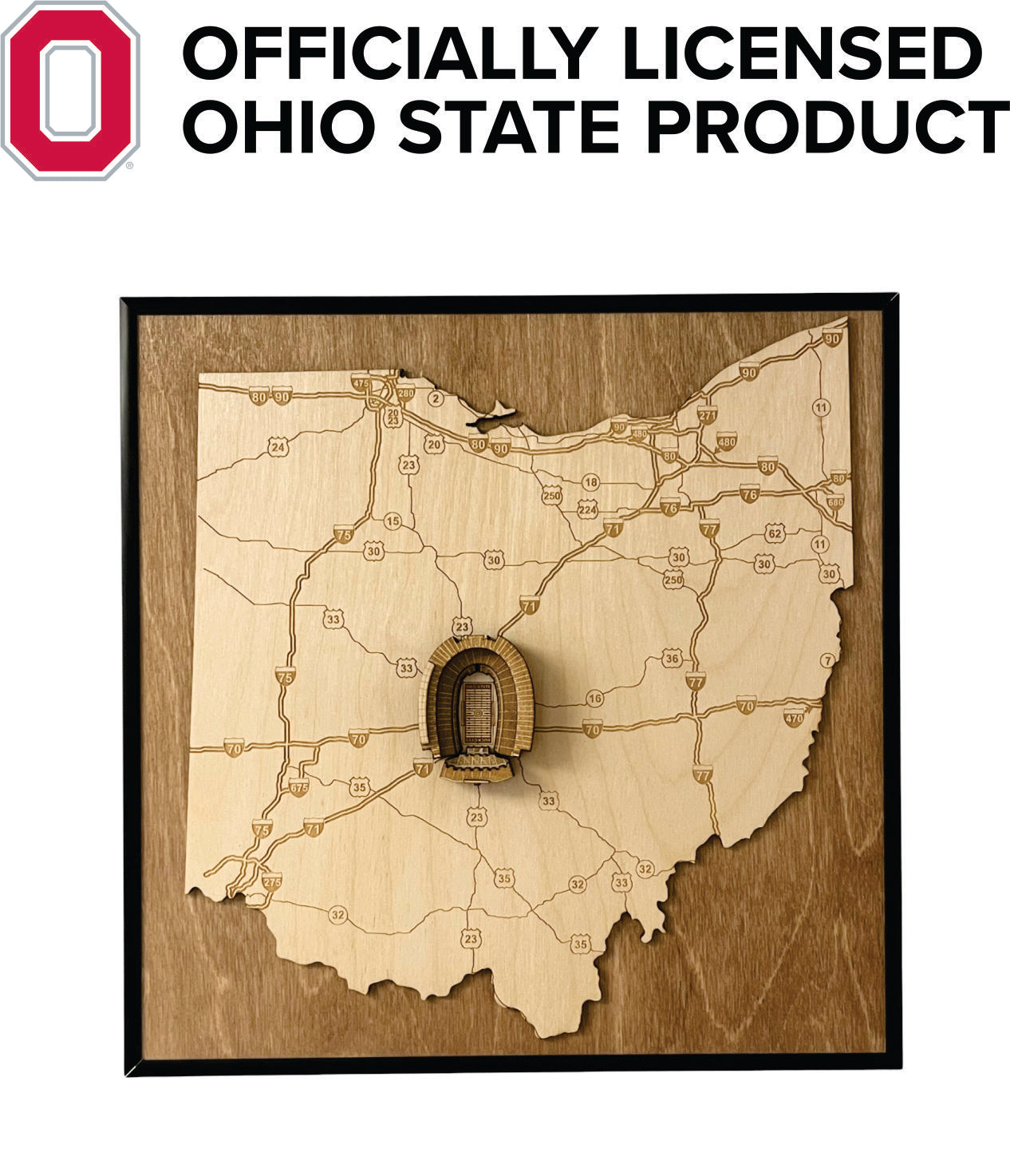 Columbus, Ohio Wall Art State Map (Ohio Stadium)