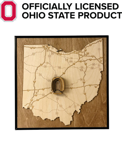 Columbus, Ohio Wall Art State Map (Ohio Stadium)