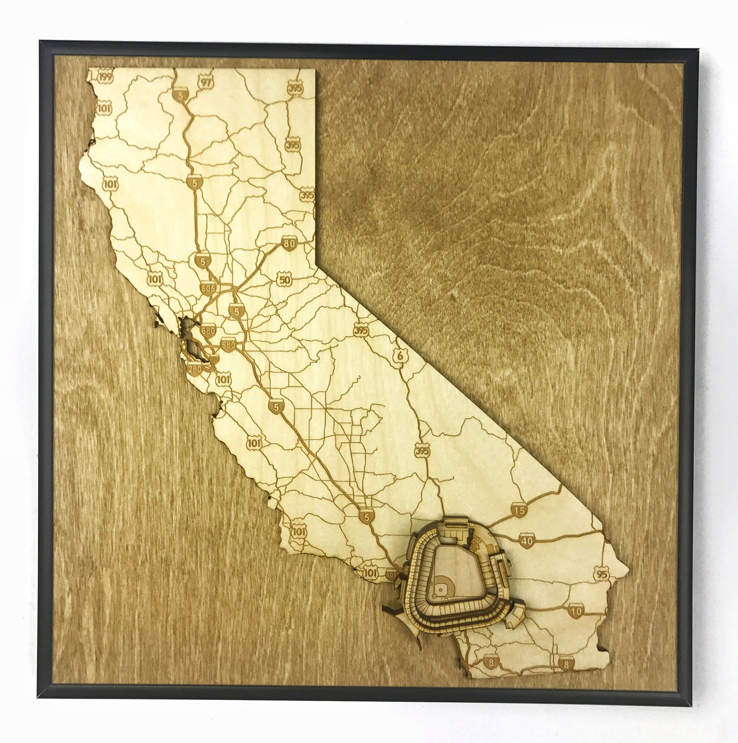Los Angeles, California Wall Art State Map (Angels Stadium of Anaheim)