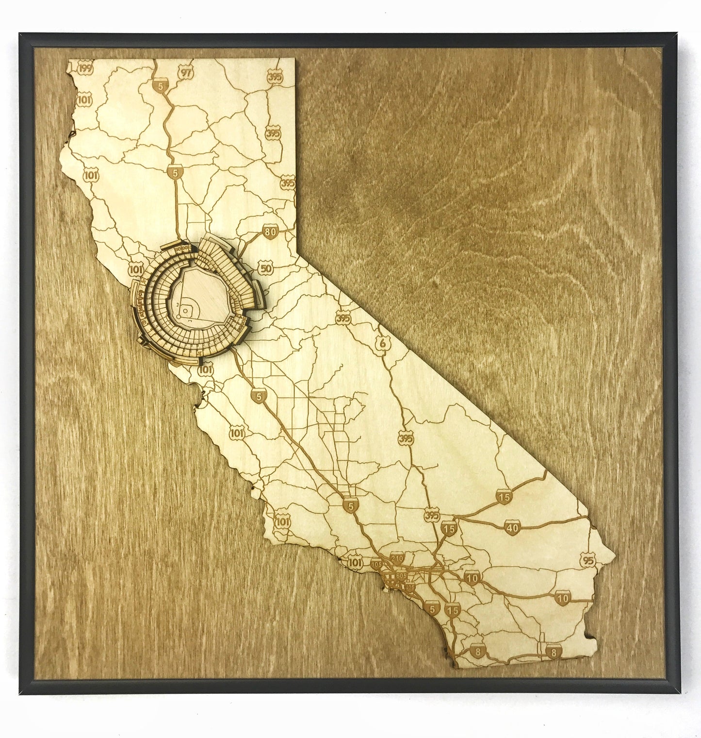 Oakland, California Wall Art State Map (Oakland-Alameda County Coliseum - Athletics)