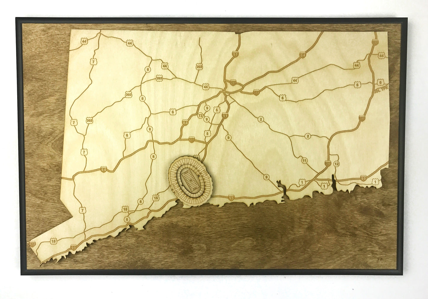 New Haven, Connecticut Wall Art State Map (Yale Bowl)