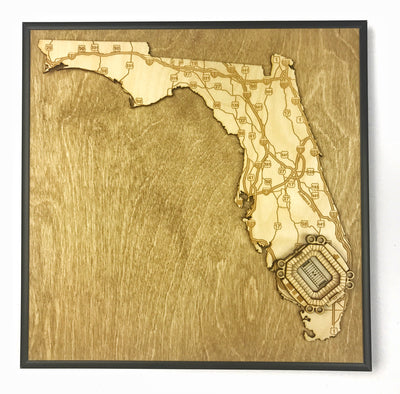 Miami Gardens, Florida Wall Art State Map (Hard Rock Stadium - Hurricanes)