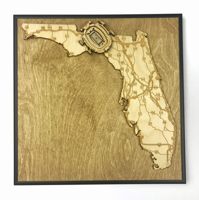 Tallahassee, Florida Wall Art State Map (Doak S. Campbell Stadium)