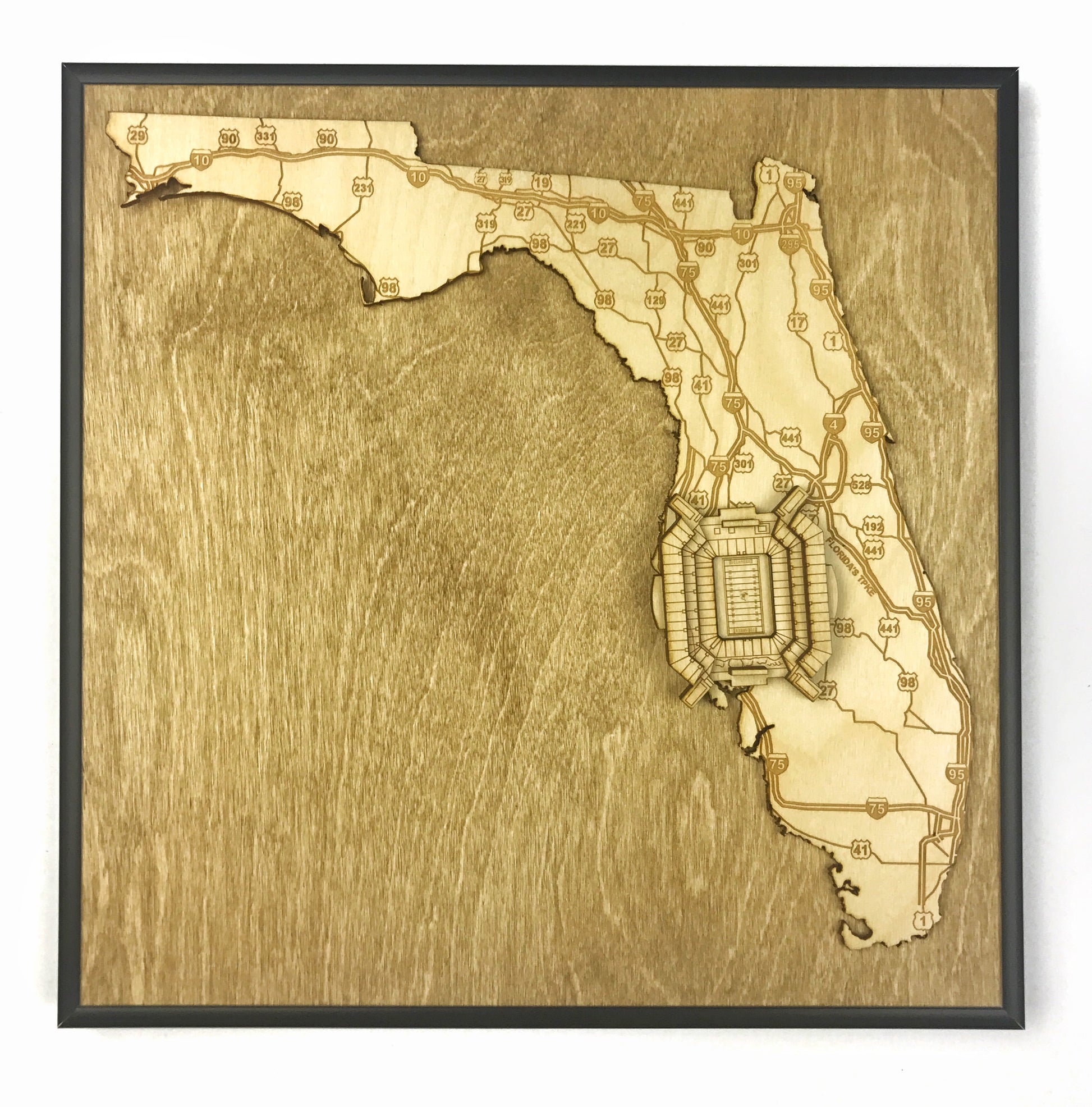 Tampa, Florida Wall Art State Map (Raymond James Stadium)