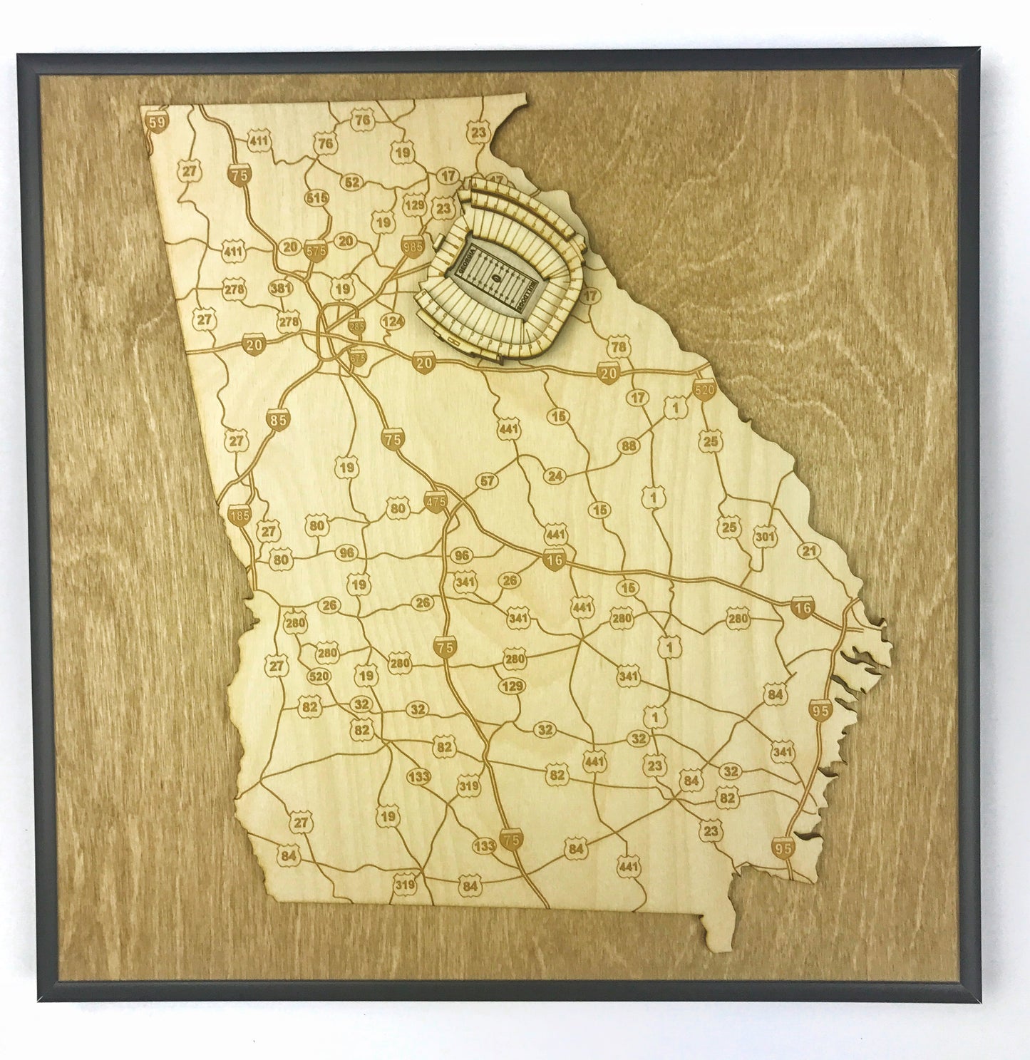 Athens, Georgia Wall Art State Map (Sanford Stadium)