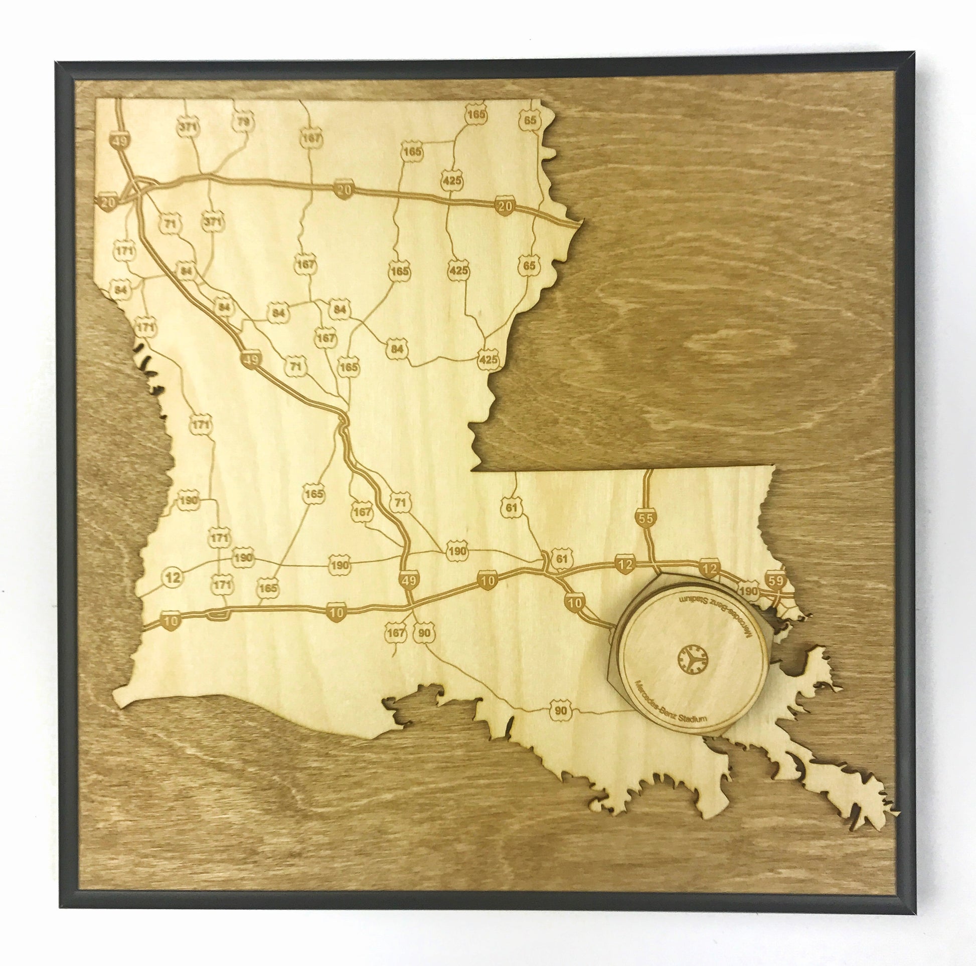 New Orleans, Louisiana Wall Art State Map (Mercedes-Benz Superdome)