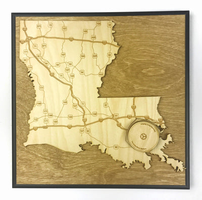 New Orleans, Louisiana Wall Art State Map (Mercedes-Benz Superdome)