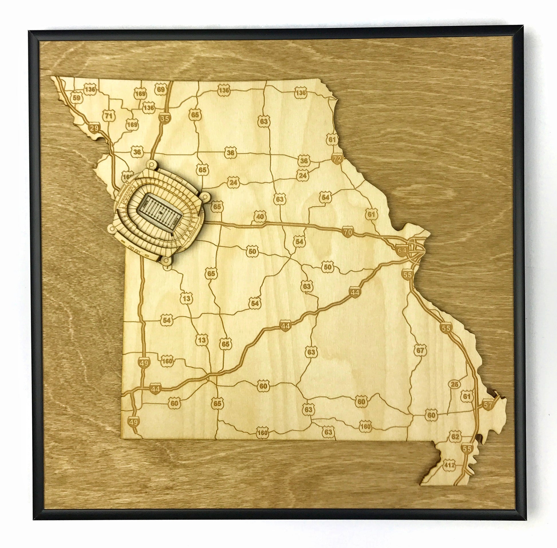 Kansas City, Missouri Wall Art State Map (Arrowhead Stadium)