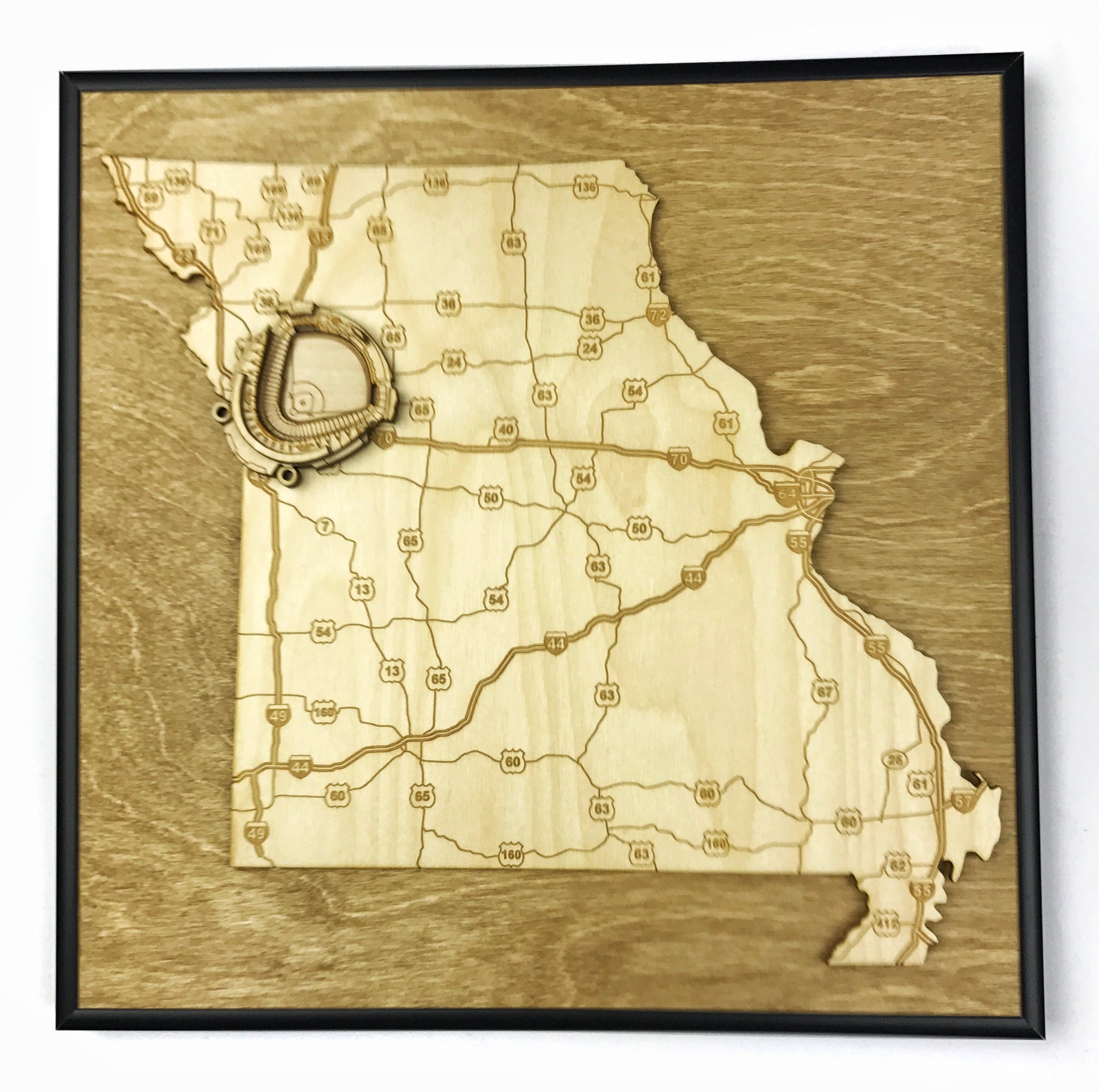 Kansas City, Missouri Wall Art State Map (Kauffman Stadium)