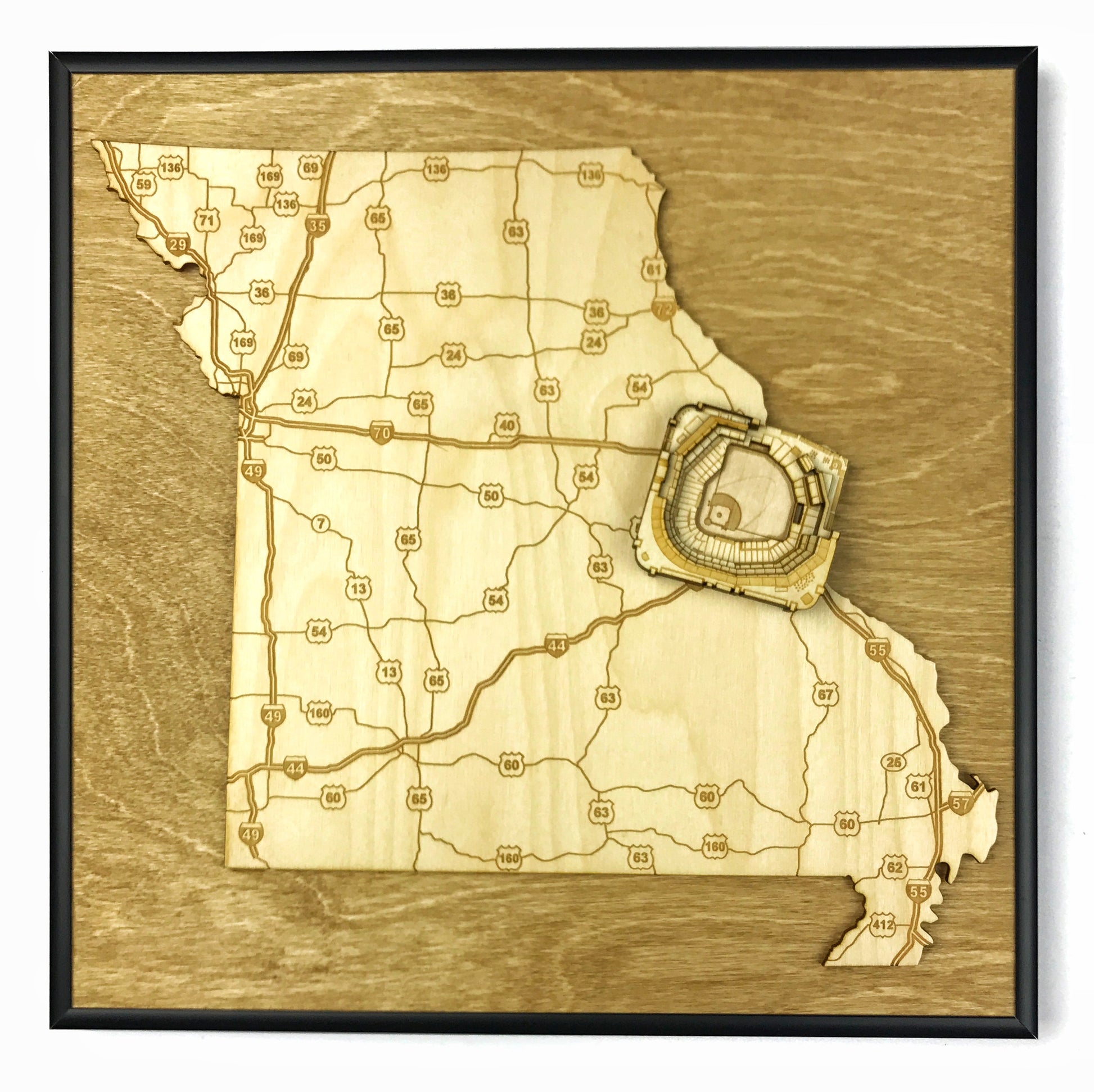 St. Louis, Missouri Wall Art State Map (Busch Stadium)