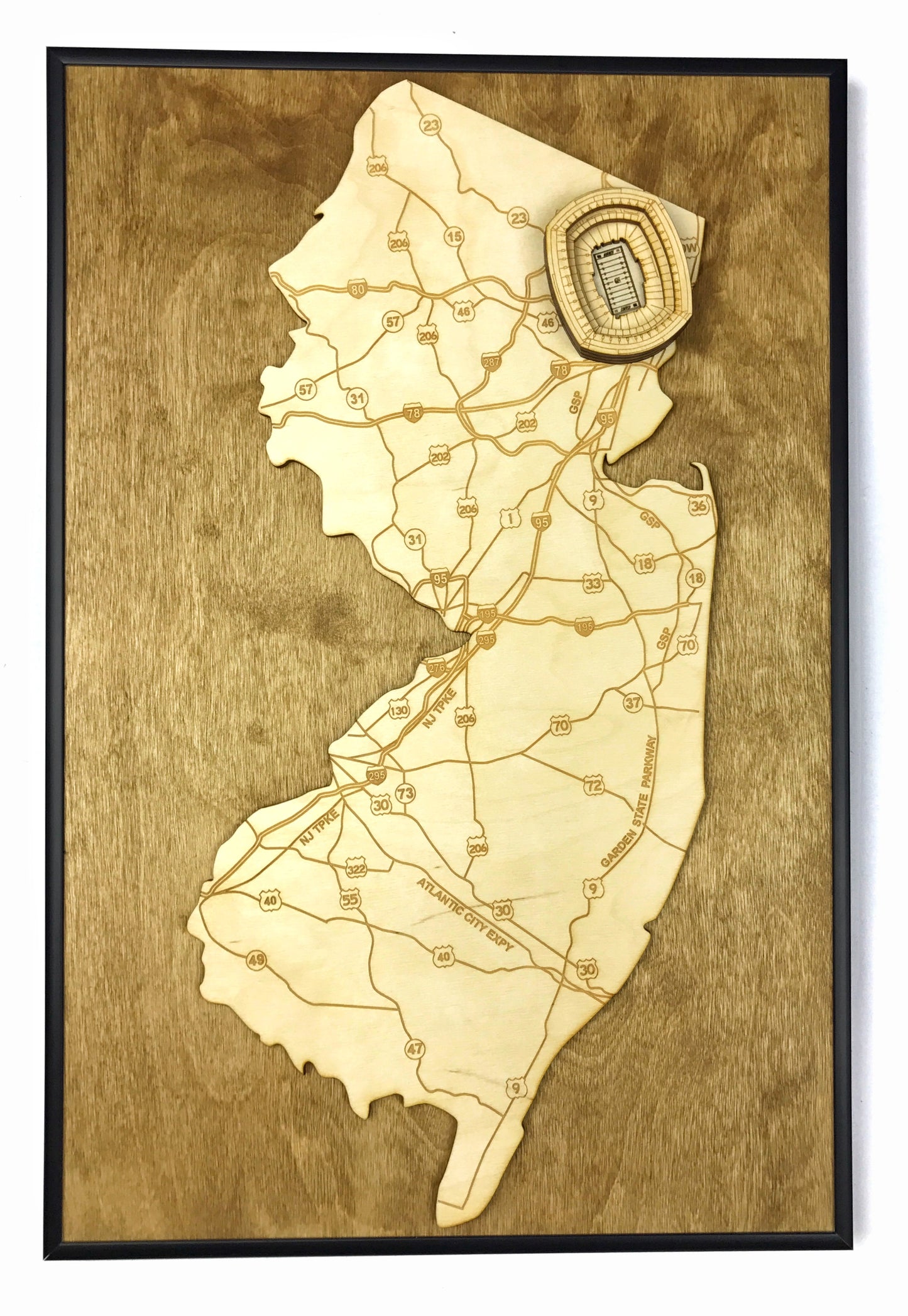 East Rutherford, New Jersey Wall Art State Map (MetLife Stadium, Giants)