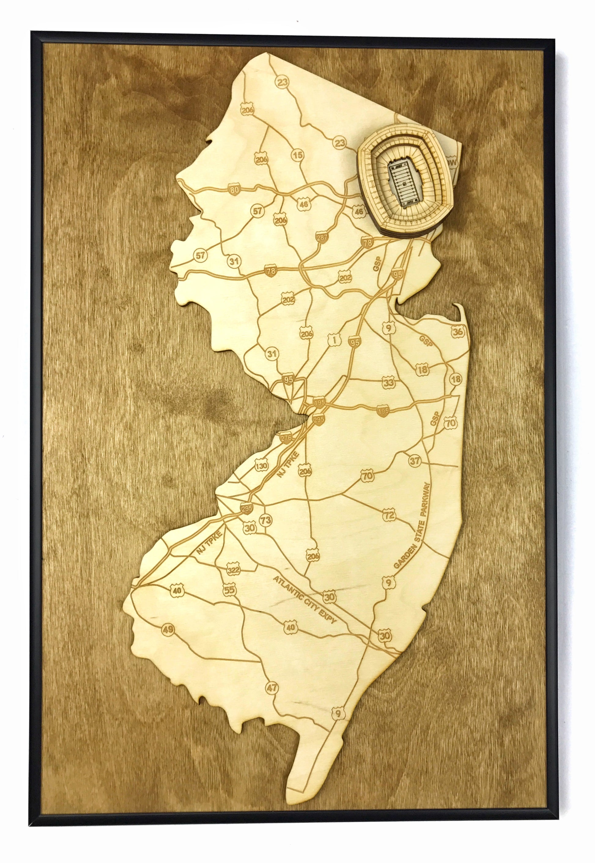 East Rutherford, New Jersey Wall Art State Map (MetLife Stadium, Giants)