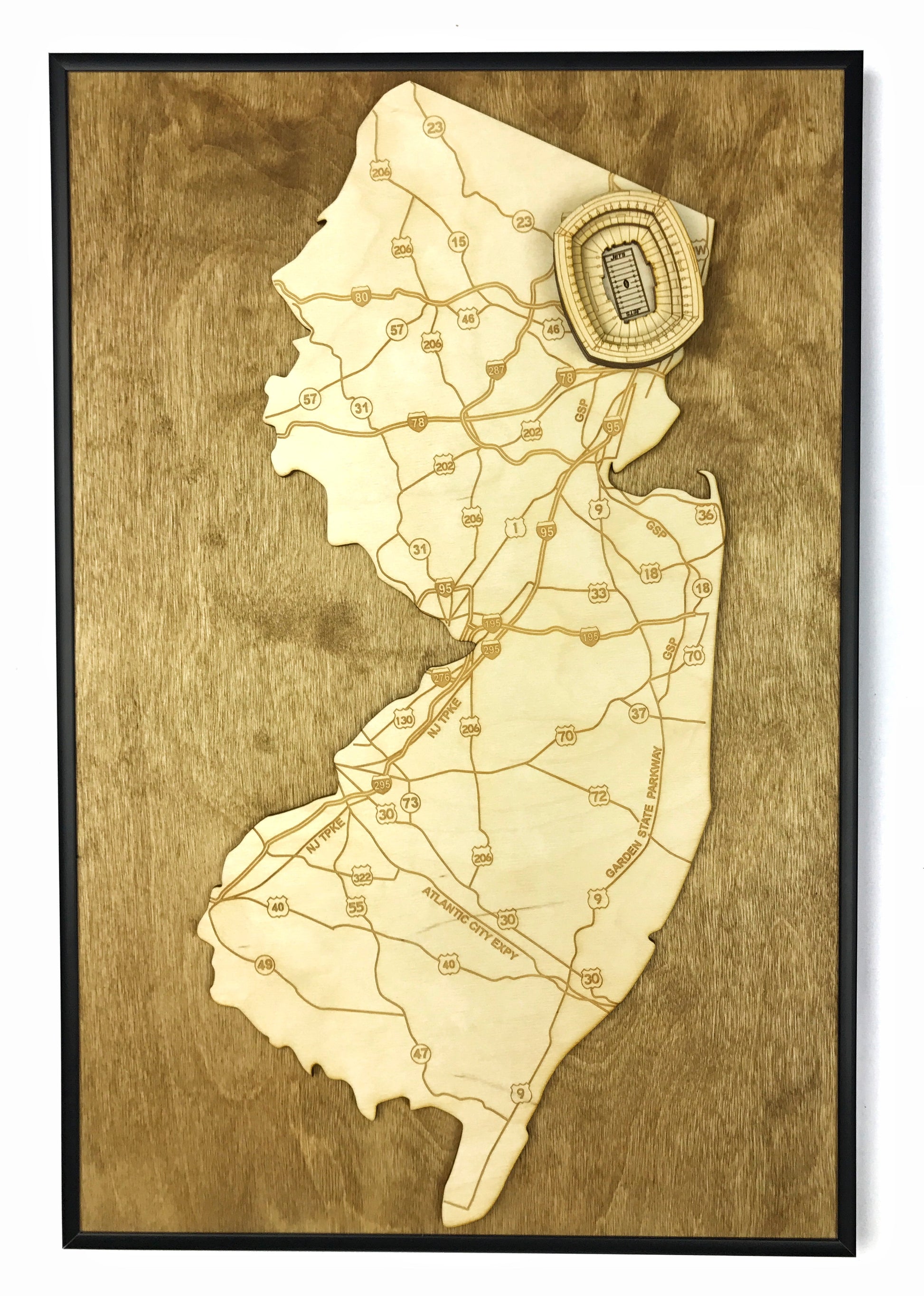 East Rutherford, New Jersey Wall Art State Map (MetLife Stadium, Jets)