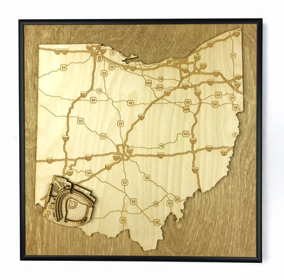 Cincinnati, Ohio Wall Art State Map (Great American Ball Park)