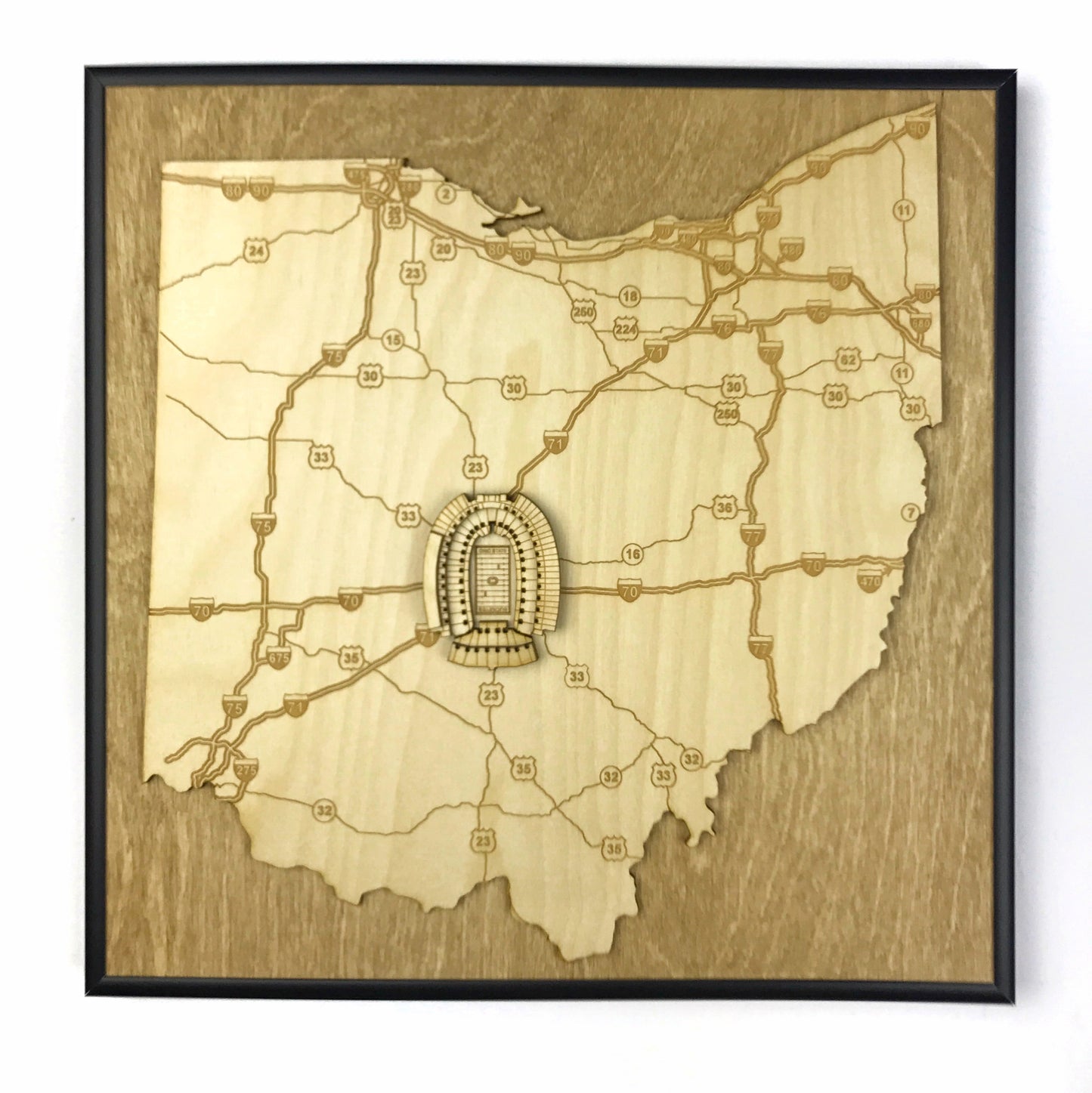 Columbus, Ohio Wall Art State Map (Ohio Stadium)