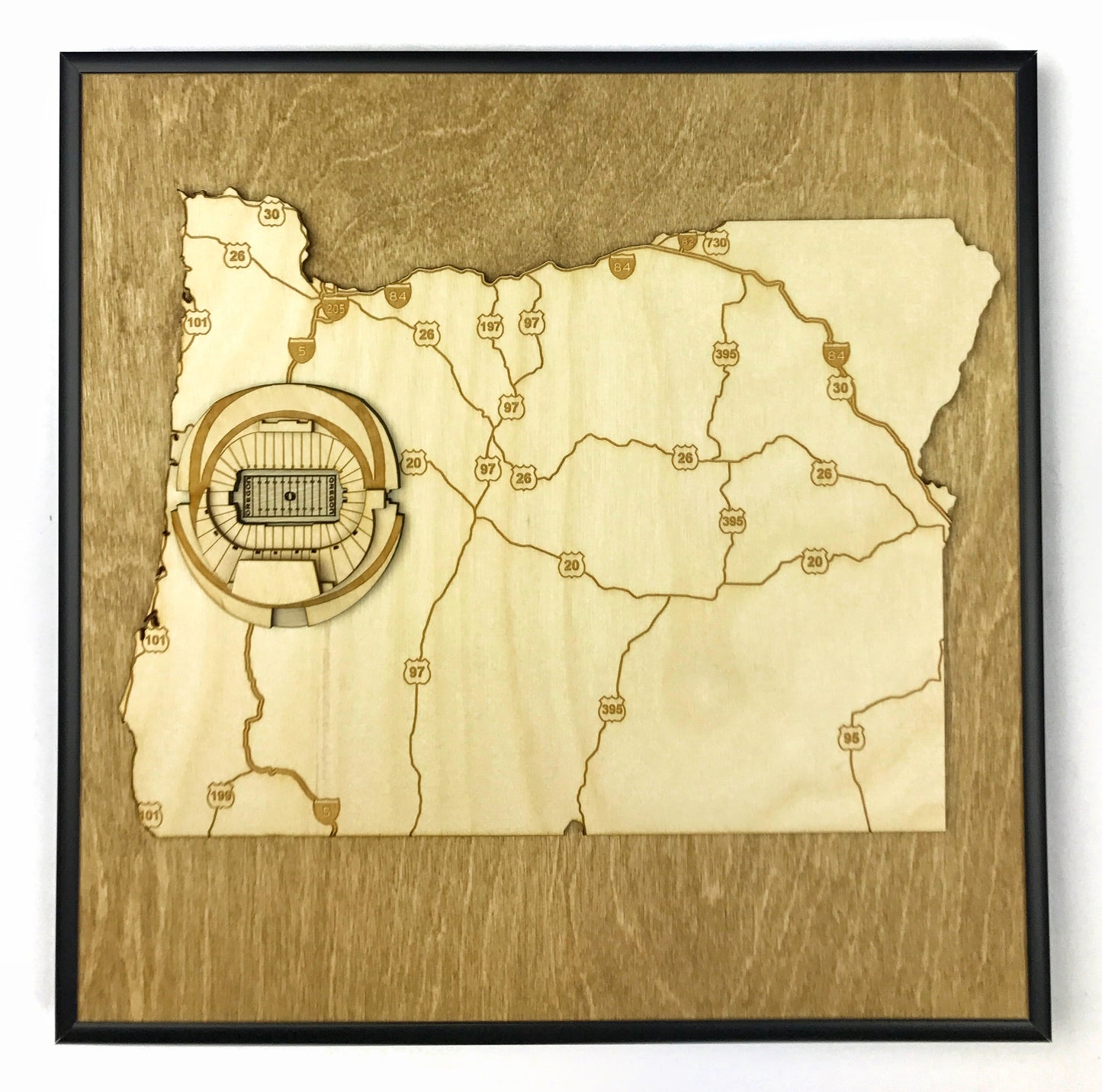 Eugene, Oregon Wall Art State Map (Autzen Stadium)