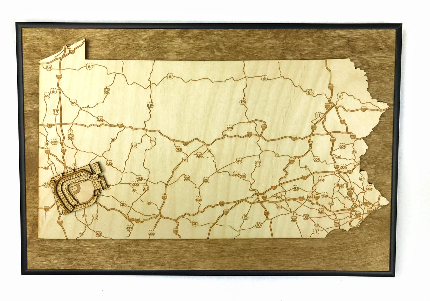 Pittsburgh, Pennsylvania Wall Art State Map (PNC Park)