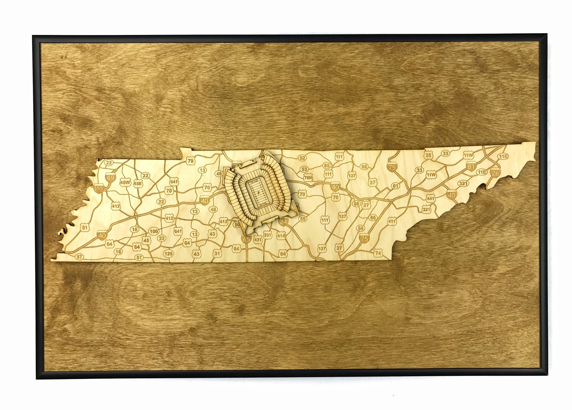 Nashville, Tennessee Wall Art State Map (Nissan Stadium)