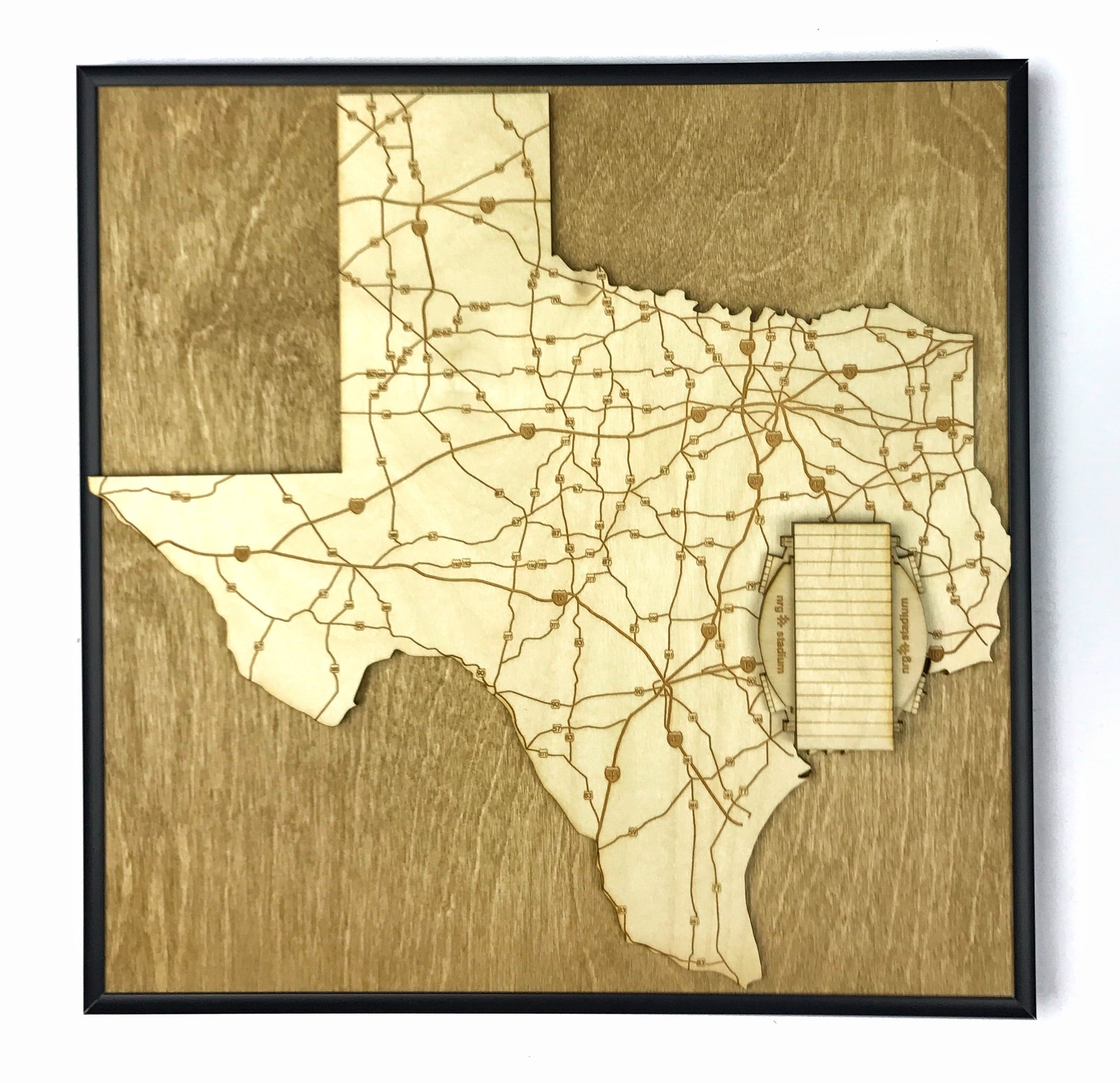 Houston, Texas Wall Art State Map (NRG Stadium)