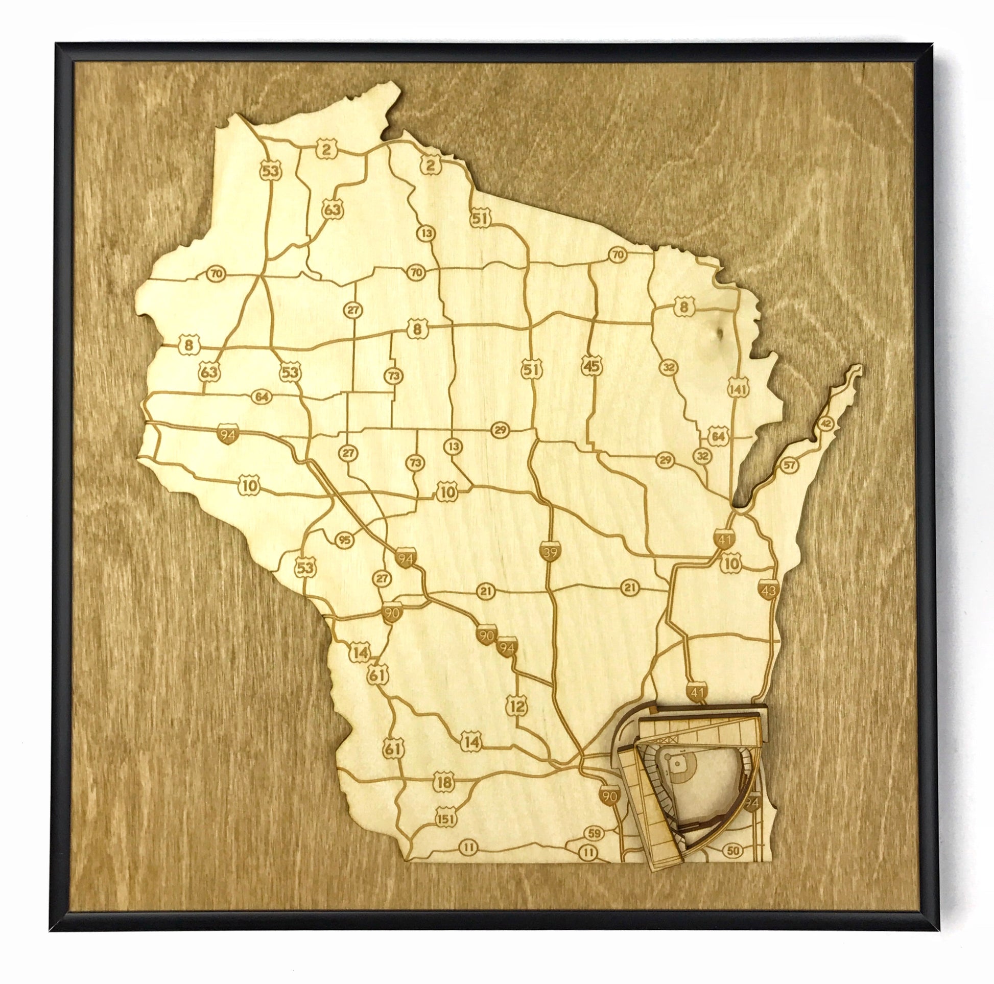 Milwaukee, Wisconsin Wall Art State Map (Miller Park)