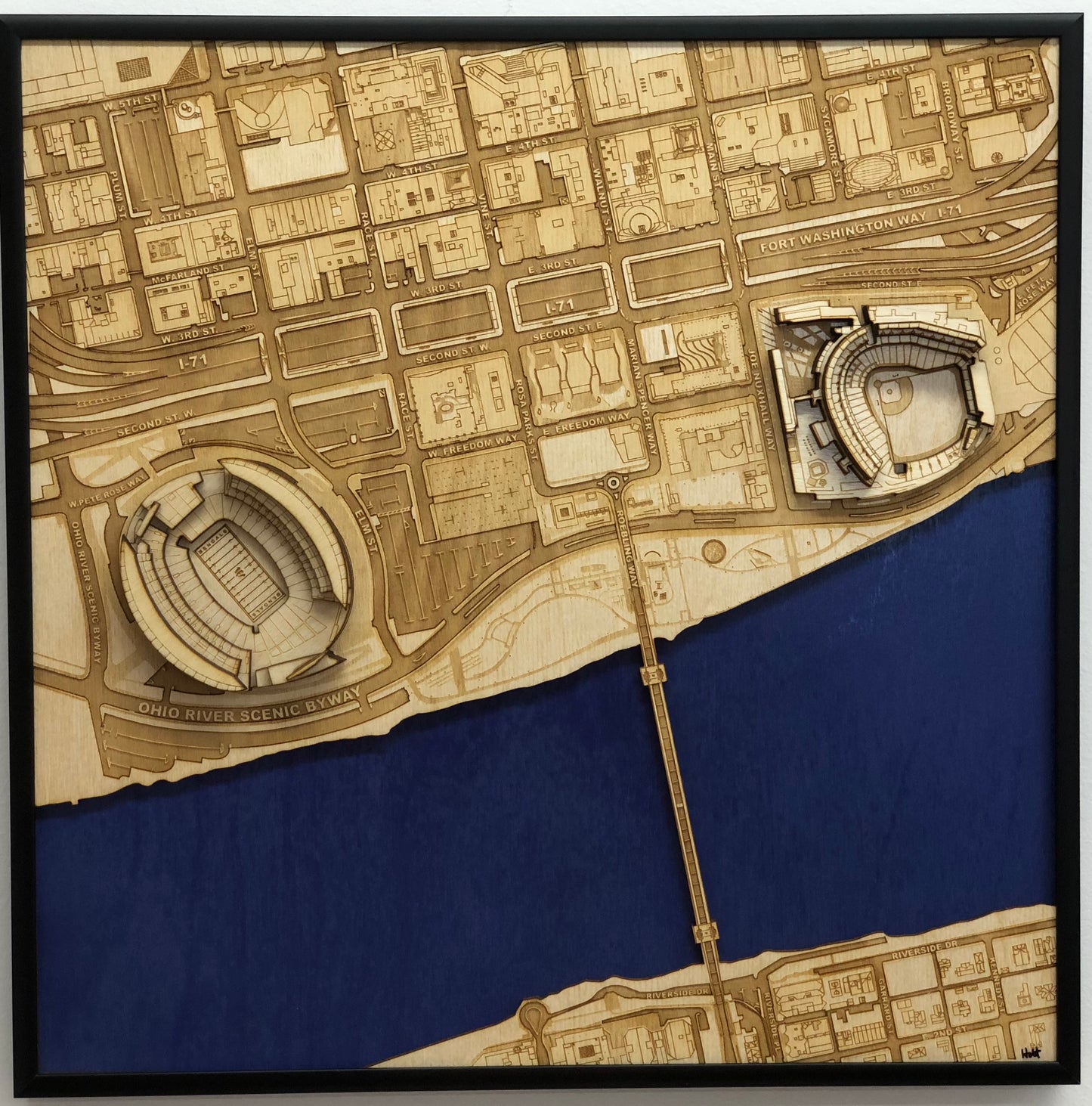 Cincinnati, Ohio Wall Art City Map (Great American Ball Park and Paycor Stadium)