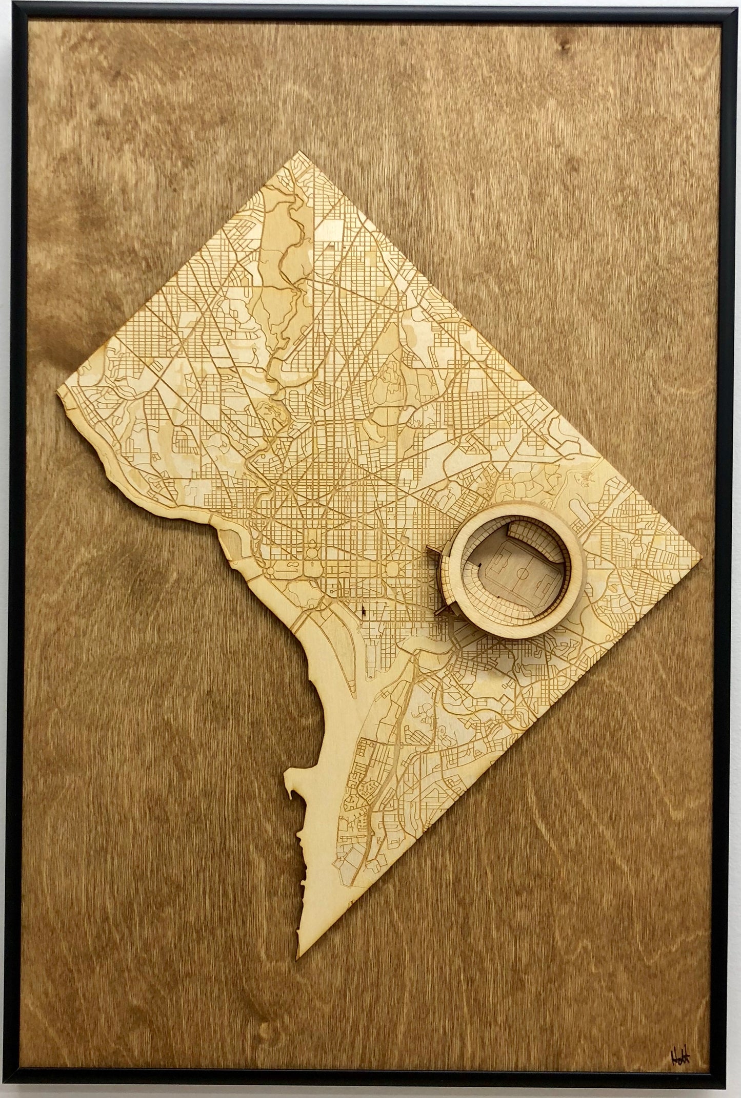 Washington DC Wall Art State Map (RFK Stadium)