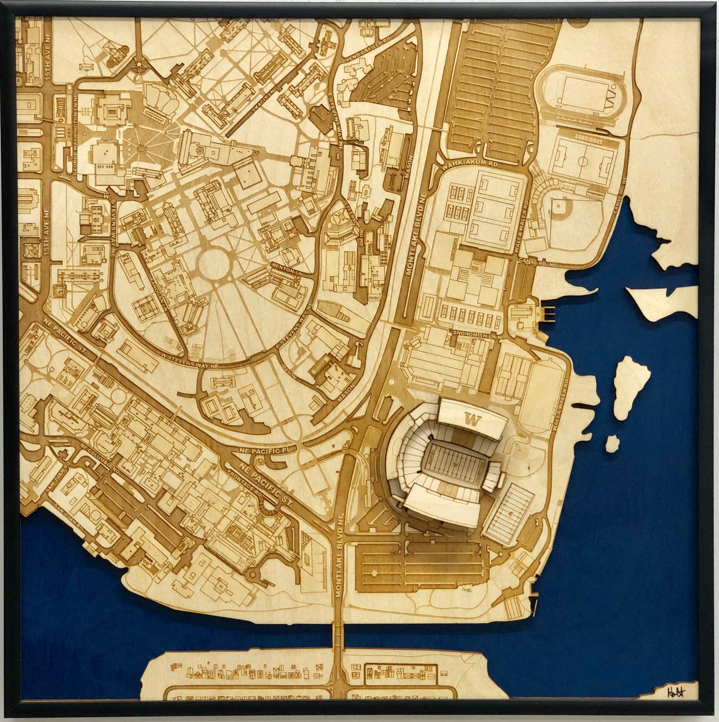 Seattle, Washington Wall Art City Map (Husky Stadium)