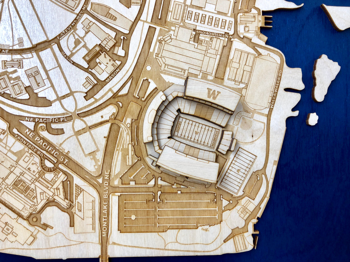 Seattle, Washington Wall Art City Map (Husky Stadium)