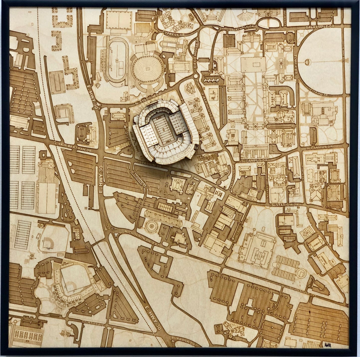 Baton Rouge, Louisiana Wall Art City Map (Tiger Stadium)