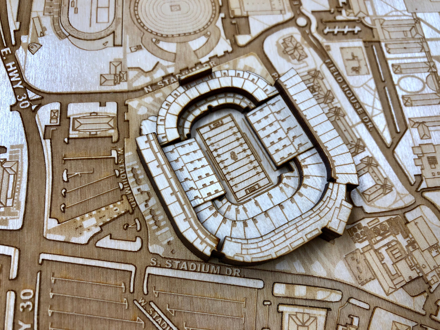 Baton Rouge, Louisiana Wall Art City Map (Tiger Stadium)