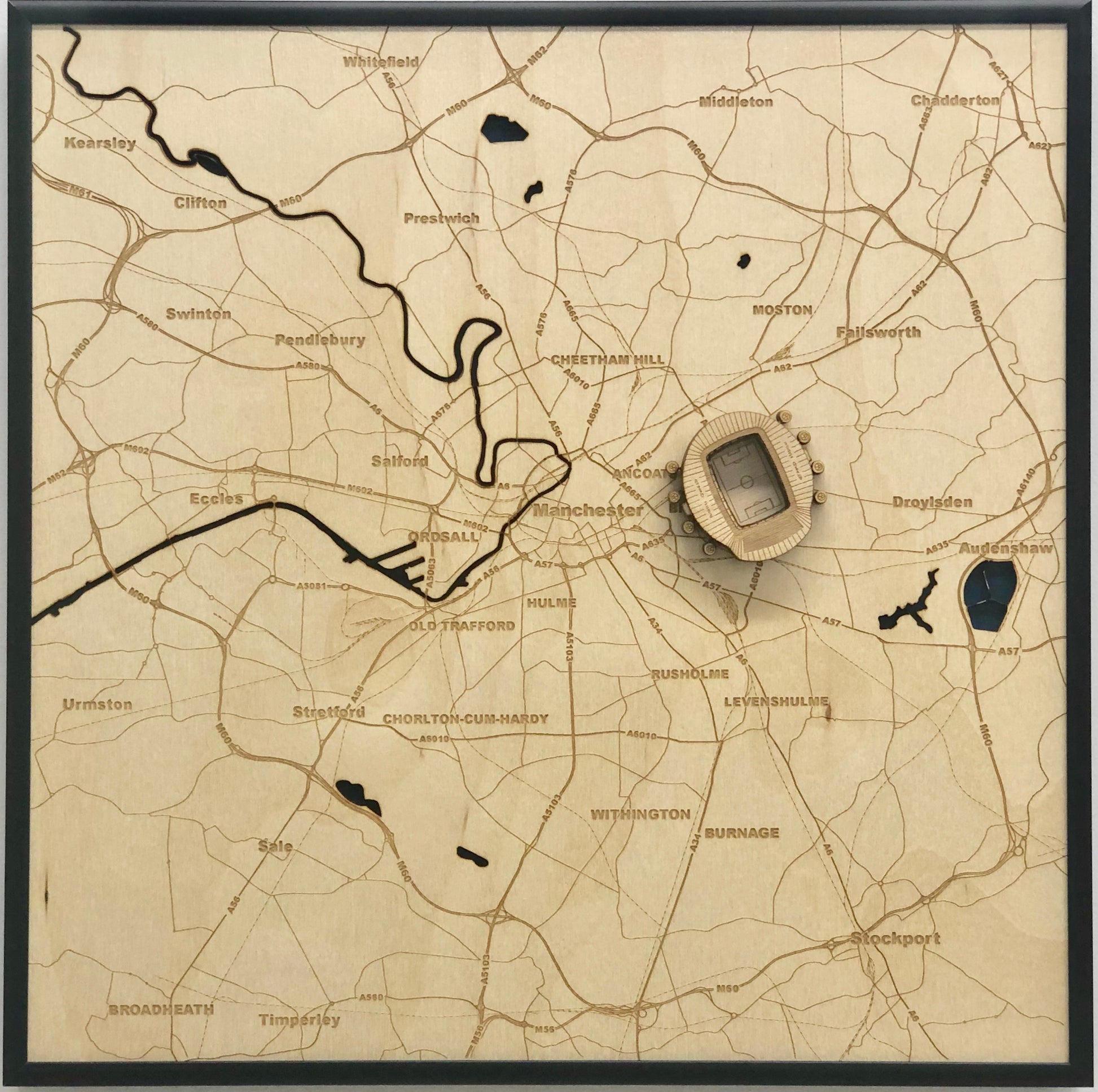 Manchester, England Wall Art City Map (Etihad Stadium)