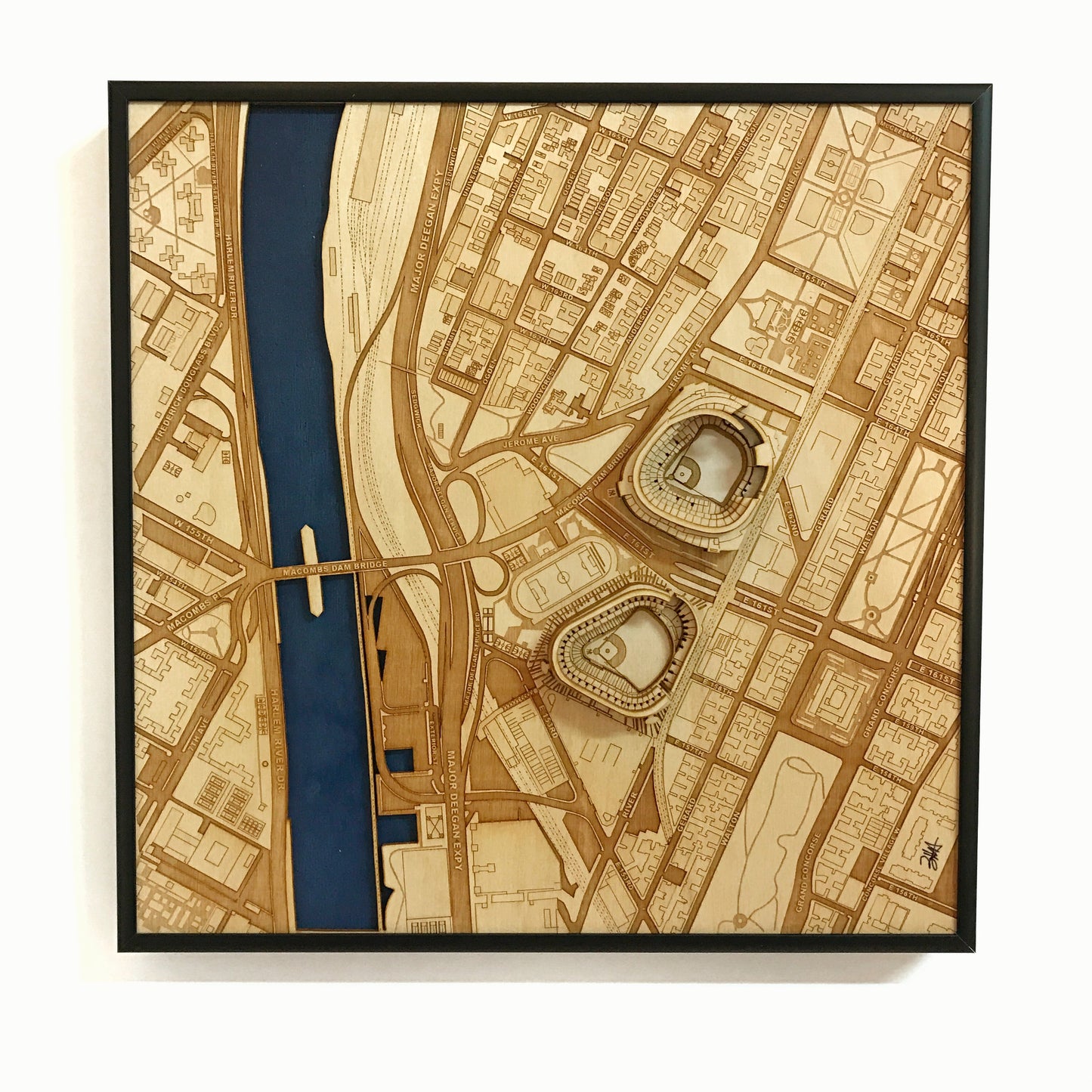 Bronx, New York Wall Art City Map (Old and New Yankee Stadium)
