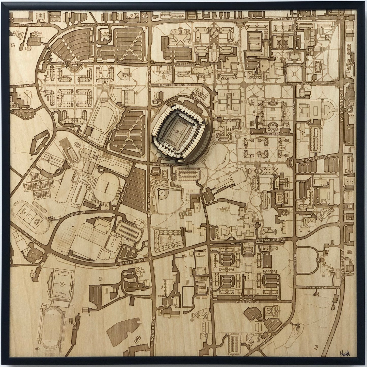 Auburn, Alabama Wall Art City Map (Jordan–Hare Stadium)