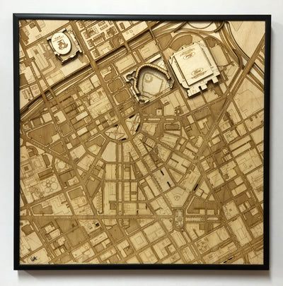 Detroit, Michigan Wall Art City Map (Ford Field, Comerica Park, & Little Caesars Arena)