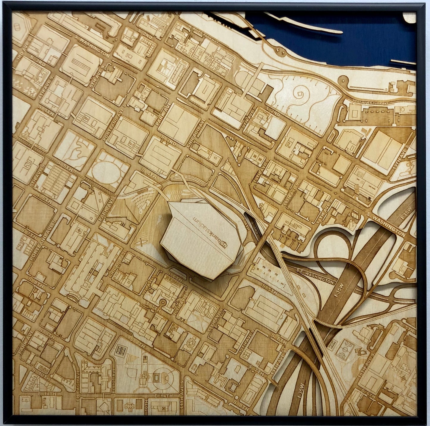 Minneapolis, Minnesota Wall Art City Map (U.S. Bank Stadium)
