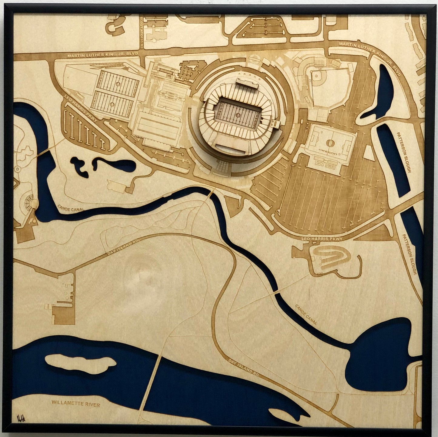 Eugene, Oregon Wall Art City Map (Autzen Stadium)