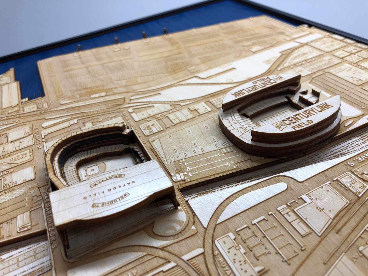 Seattle, Washington Wall Art City Map (Lumen Stadium & T-Mobile Park)