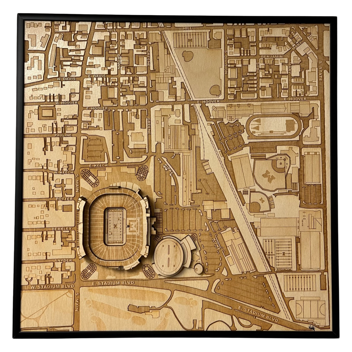 Ann Arbor, Michigan Wall Art City Map (Michigan Stadium and Crisler Center)