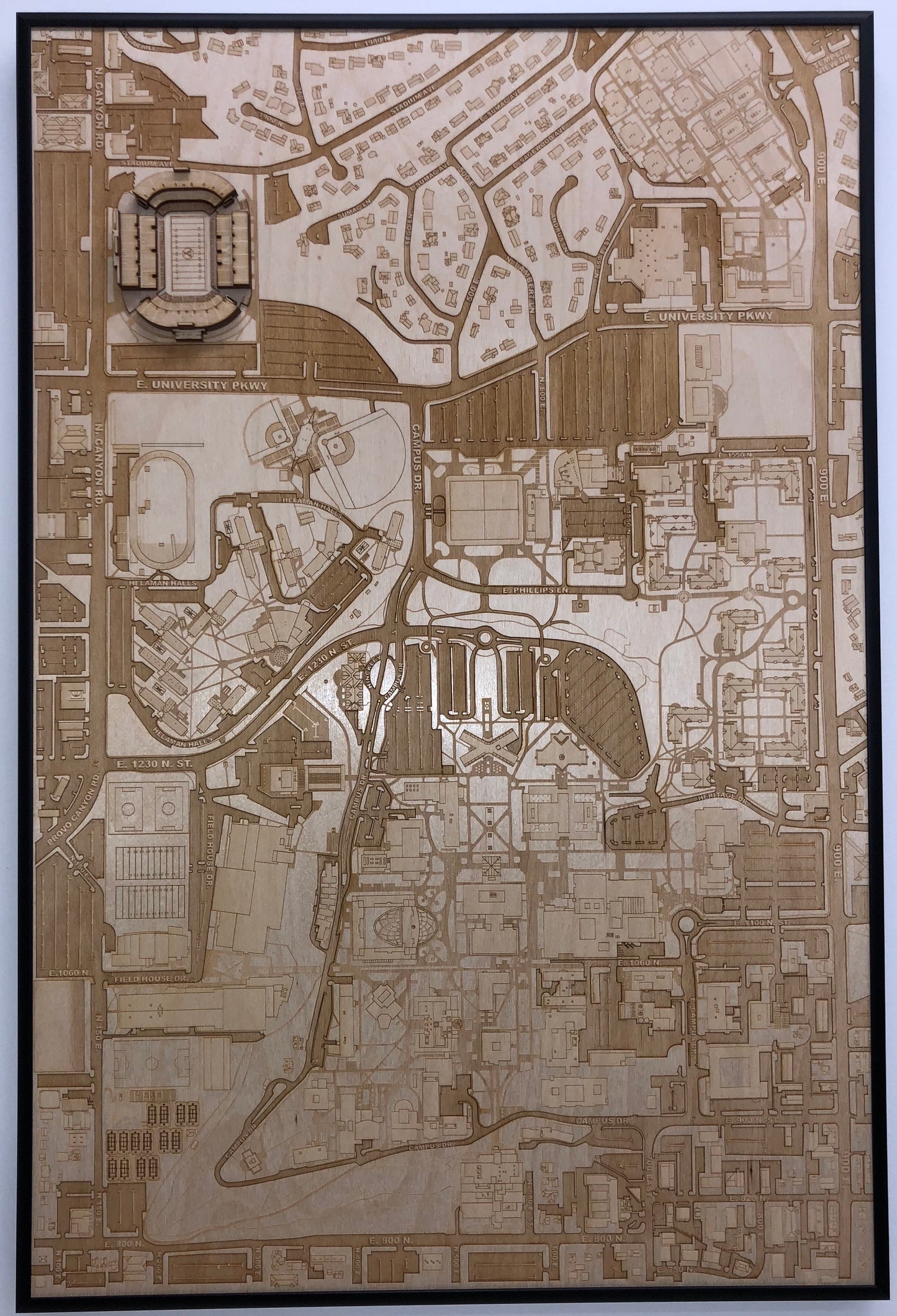 Provo, Utah Wall Art City Map (LaVell Edwards Stadium)