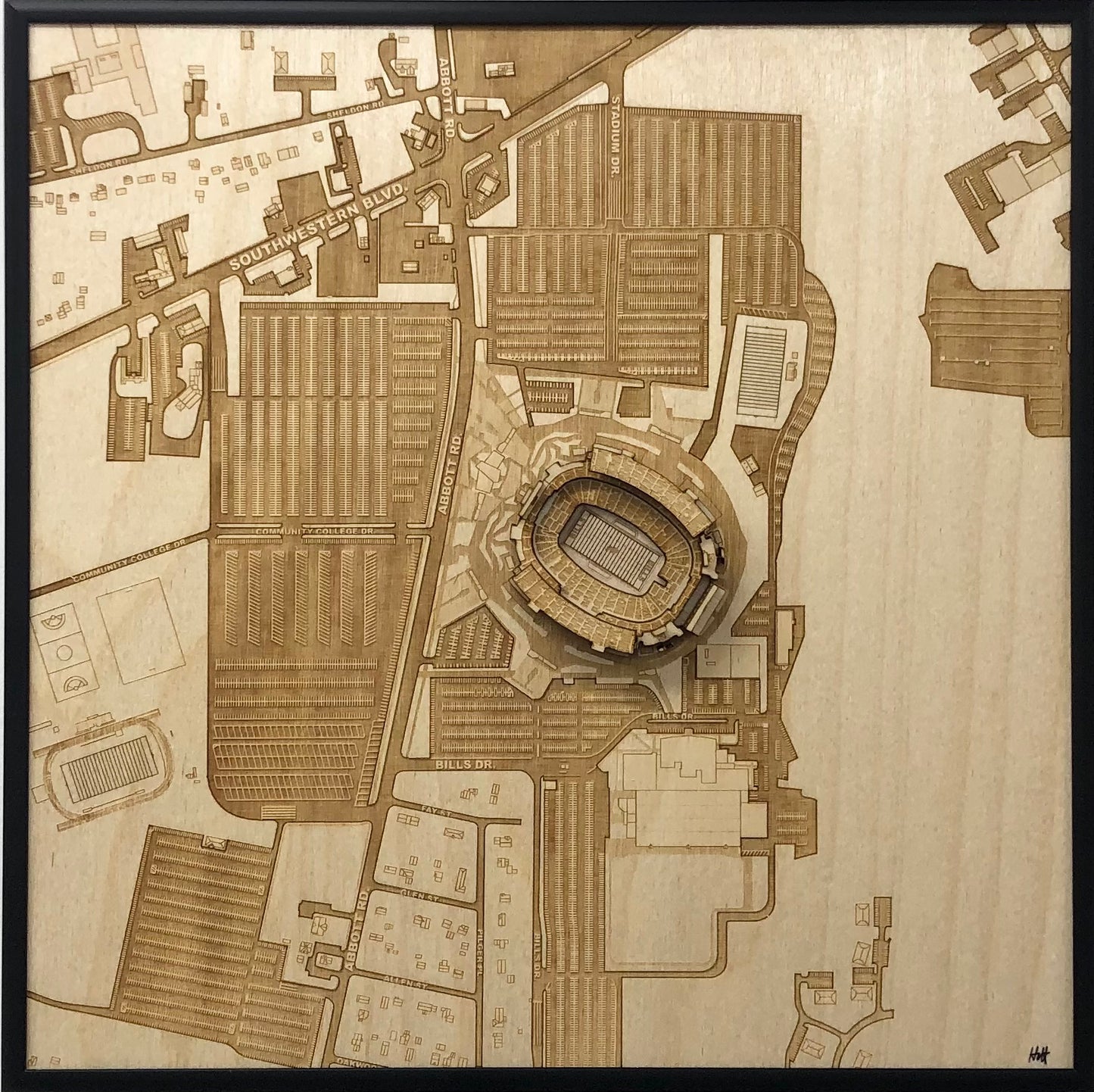 Buffalo, New York Wall Art City Map (Highmark Stadium)