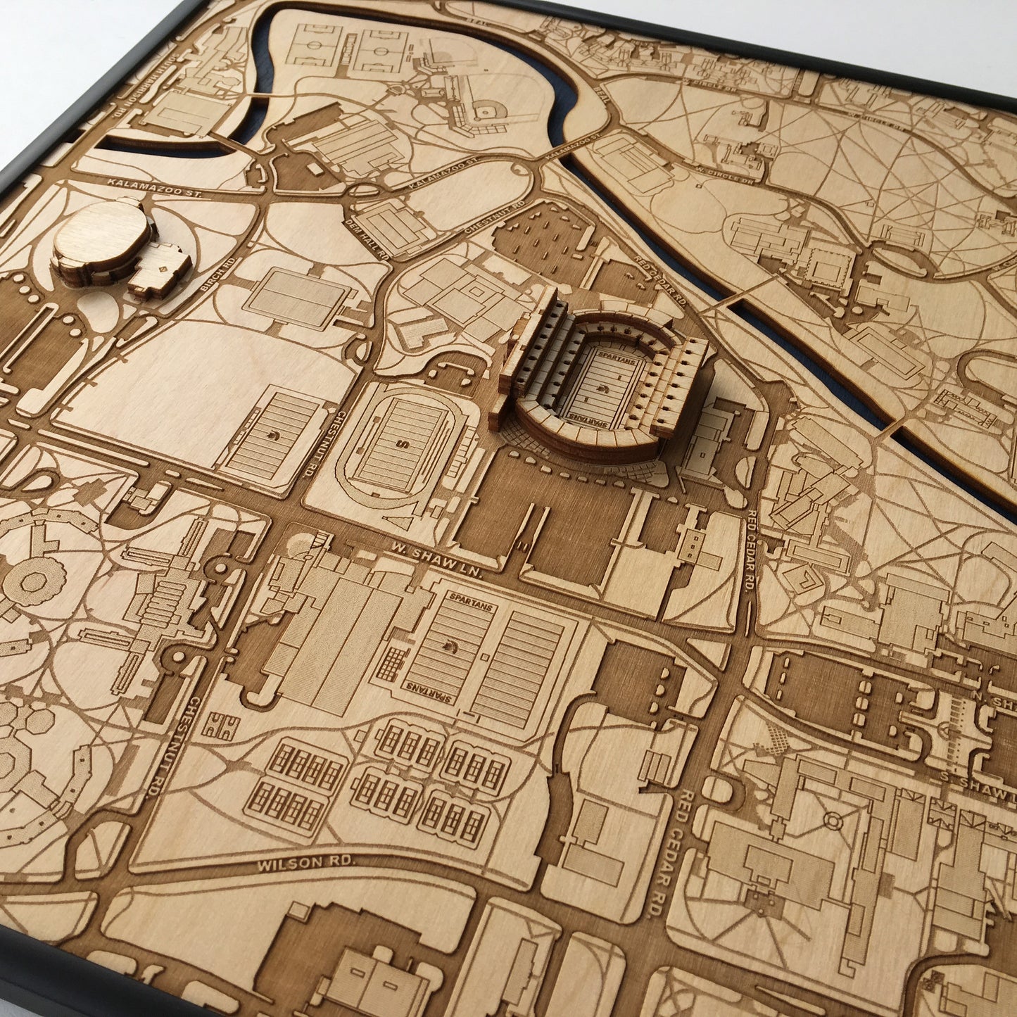 East Lansing, Michigan Wall Art City Map (Spartan Stadium and Breslin Center)