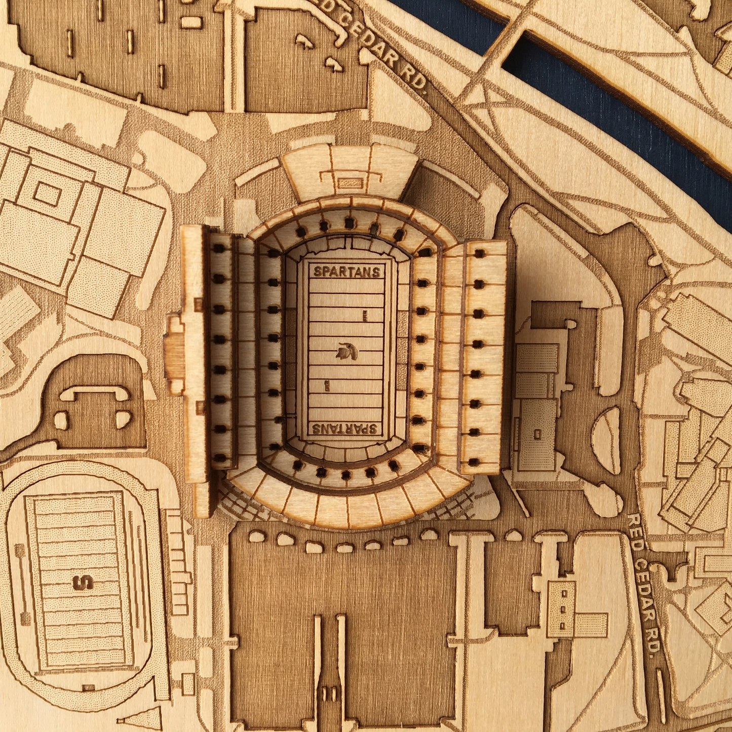 East Lansing, Michigan Wall Art City Map (Spartan Stadium and Breslin Center)