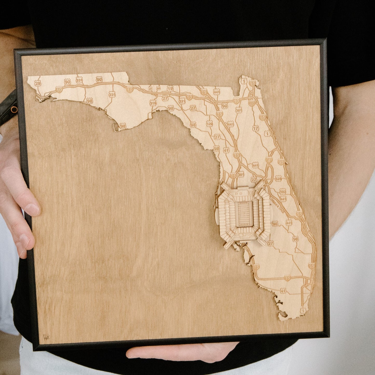 Tampa, Florida Wall Art State Map (Raymond James Stadium)