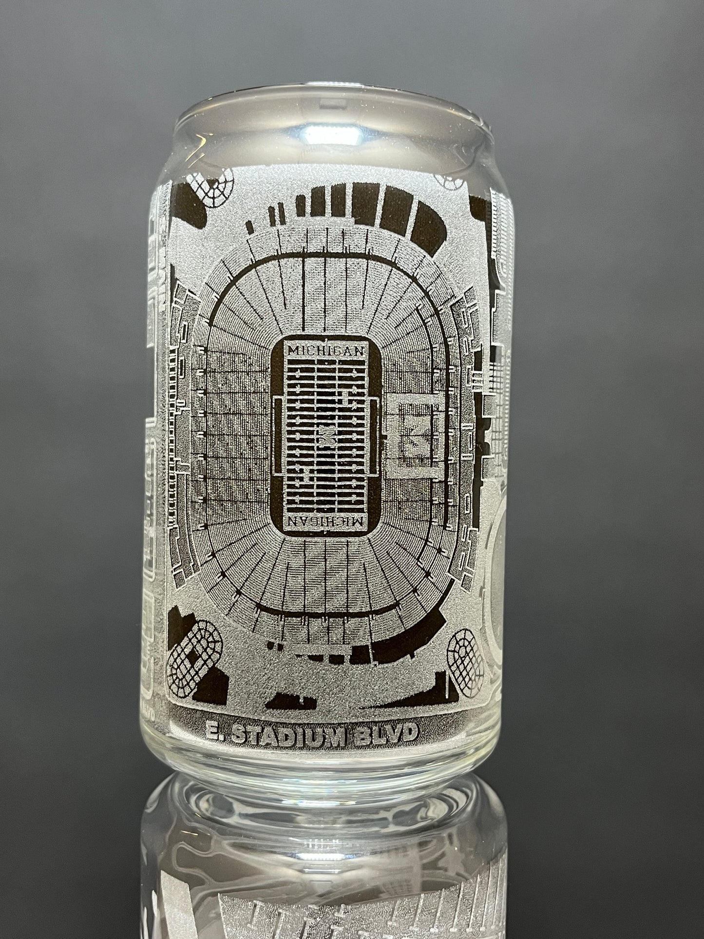 Ann Arbor, Michigan Pint Glass Art (Michigan Stadium)